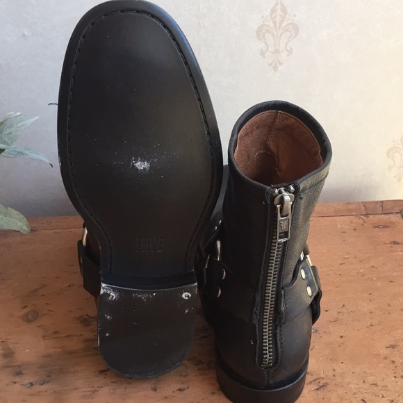 Frye Phillip Black Harness Ankle Boots NWOT - Picture 4 of 7